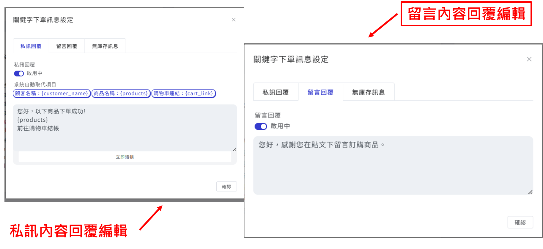 留言發送內容