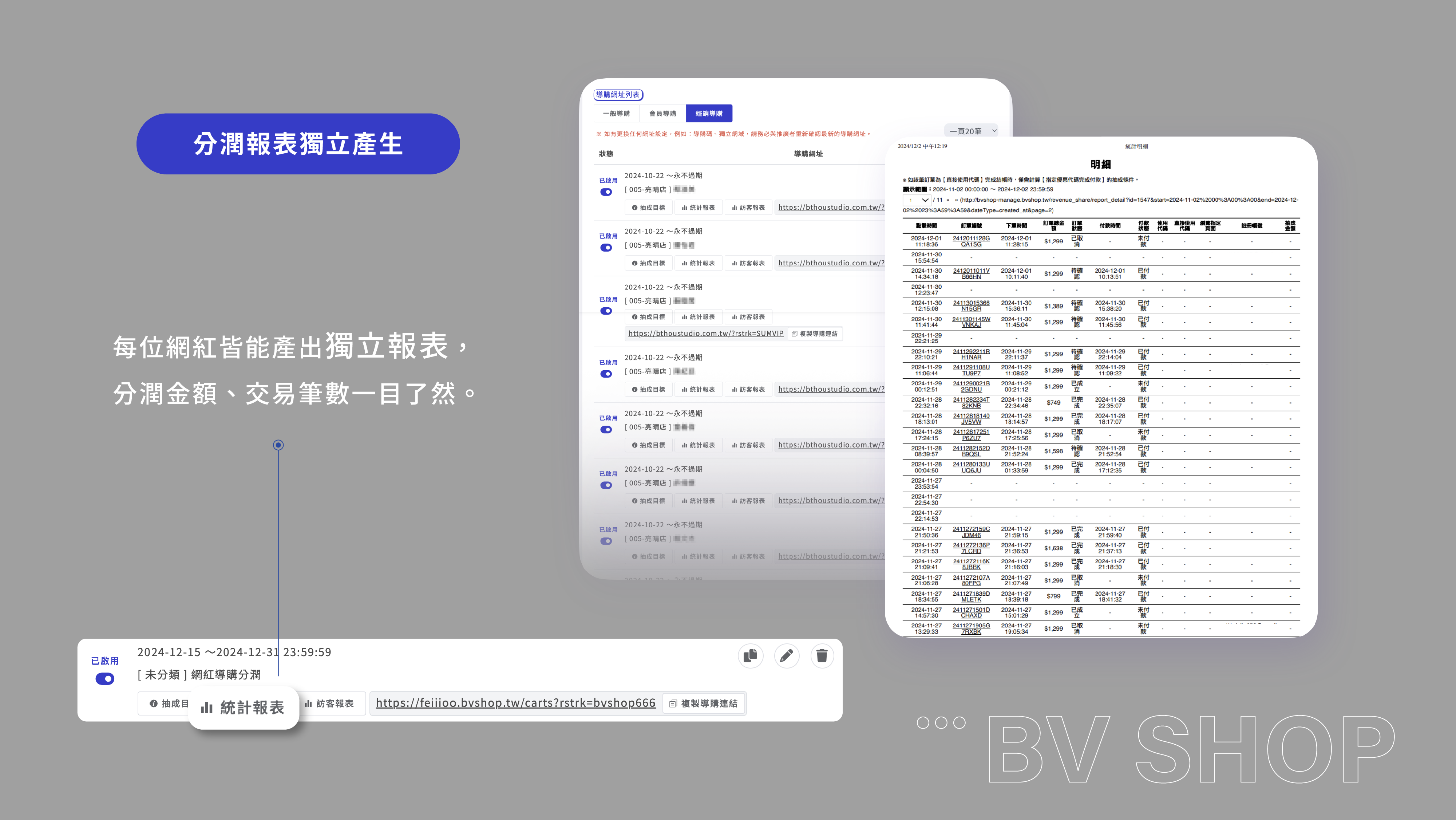 網紅導購獨立報表