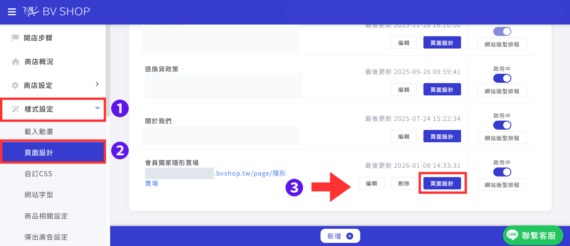 進入隱藏賣場頁面設計