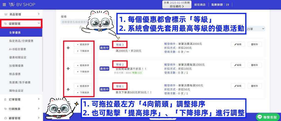 優惠等級可拖拉調整
