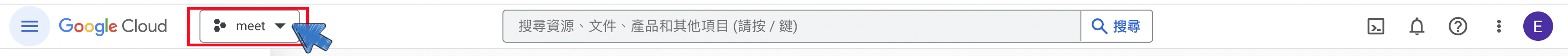 選擇 Google API 專案