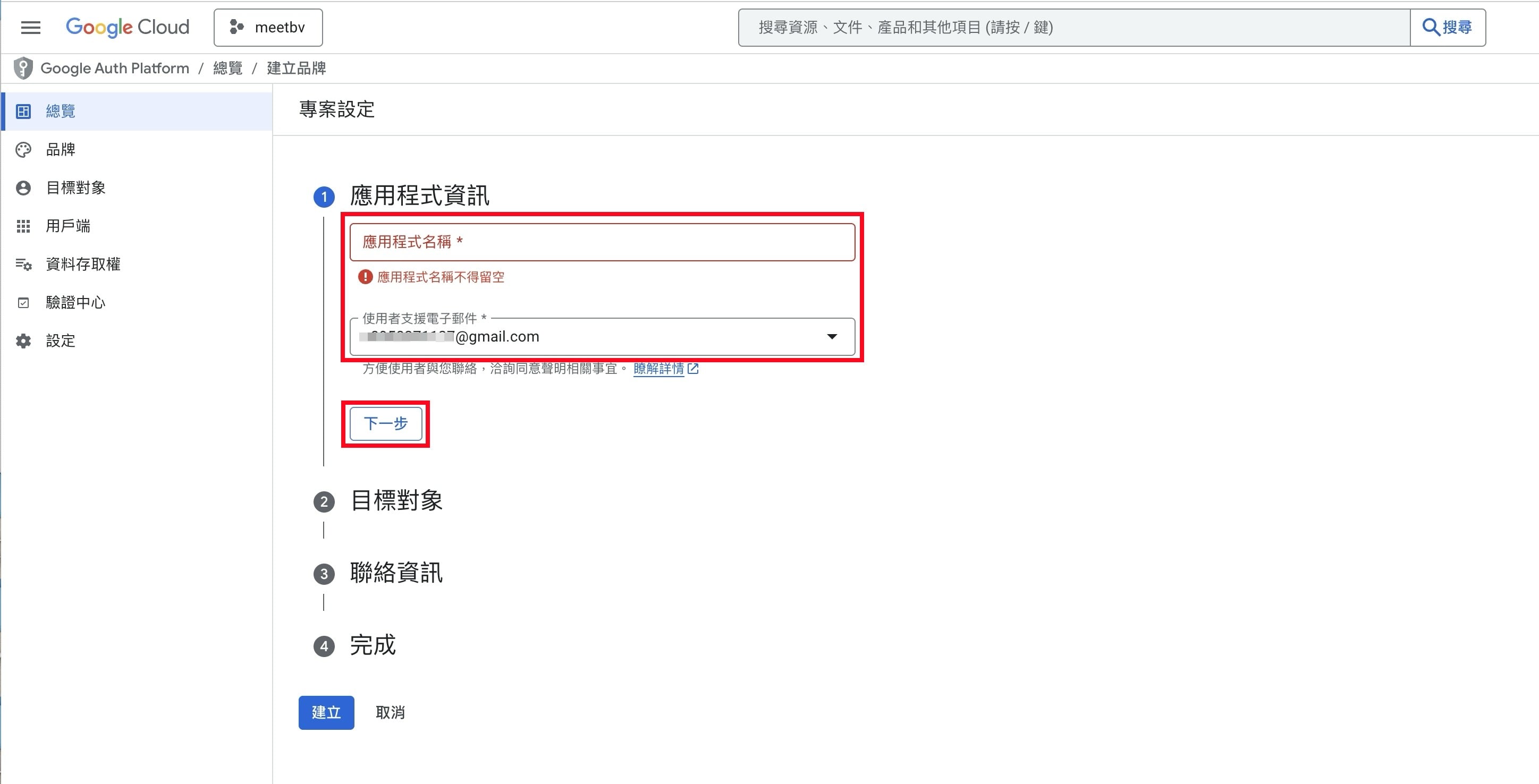 Google OAuth 應用程式資訊